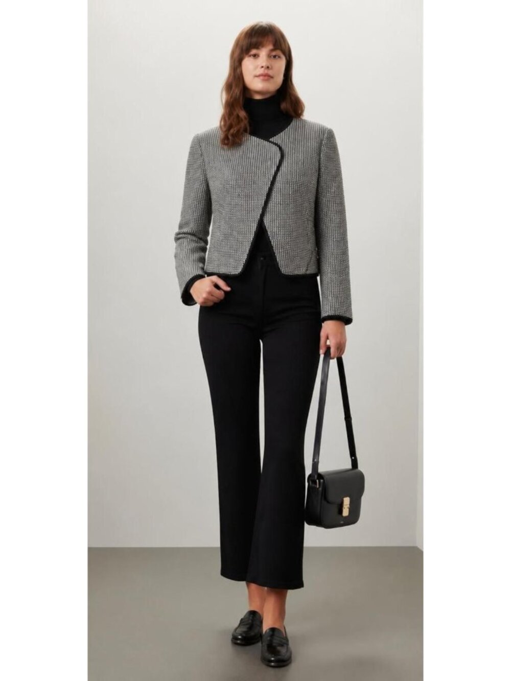 NWT Derek Lam 10 Crosby houndstooth cropped open front jacket